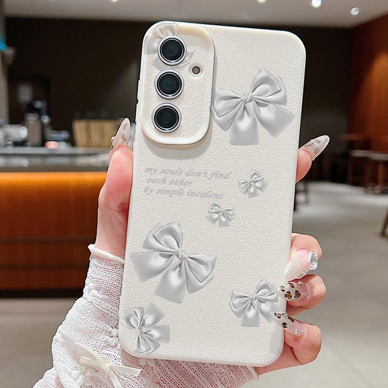 

Серый бантовый узор кожа текстура однотонный чехол для Samsung S25 Ultra S24 Fe S23 S22 A56 A16 A15 A55 мягкий силиконовый противоударный матовый чехол Samsung A53 5G бежевый