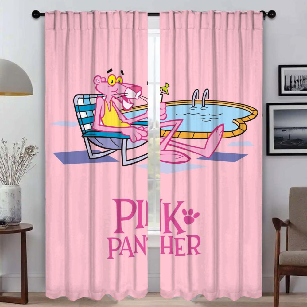 Modern Living Room Curtains Camera Pink Panther Shades Window Curtain Partition Halloween Decoration Home Interior Made Of Polyester Area Decor