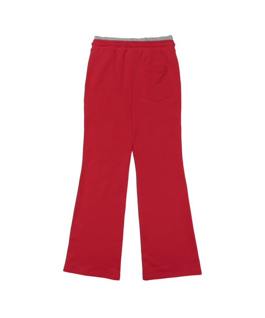 AMES-WORLDWIDE Classic Slim Boot Cut Sweat Pants Red