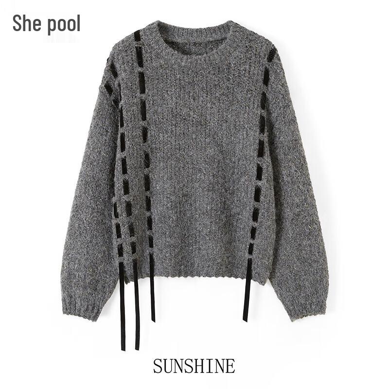 

Women s Lamb Wool Blend Loose Fit Round Neck Sweater One Size