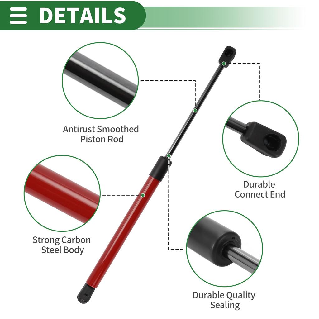 Motoforti Universal Lift Support Strut Gas Spring 16 Inch/400mm 89Ib/400N/40kg Carbon Steel Red 1 Set