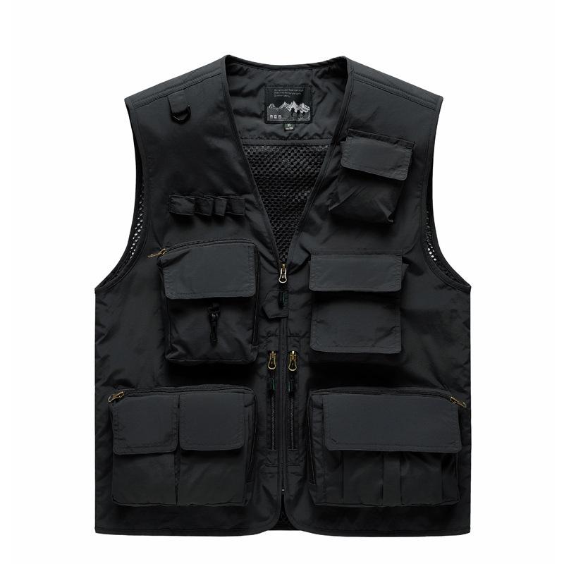 Summer Men Mesh Pockets Fishing Photography Breathable Vests Coats Men Outdoor Waistcoats Sleeveless Jackets
