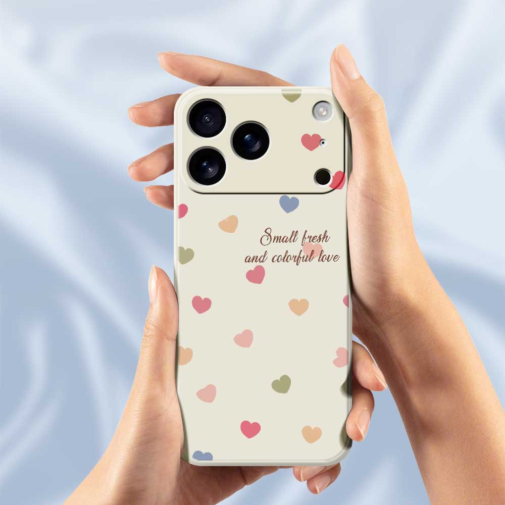 For iPhone 17 Pro Max Case Colorful Love Pattern Printing Straight Edge TPU Phone Back Cover