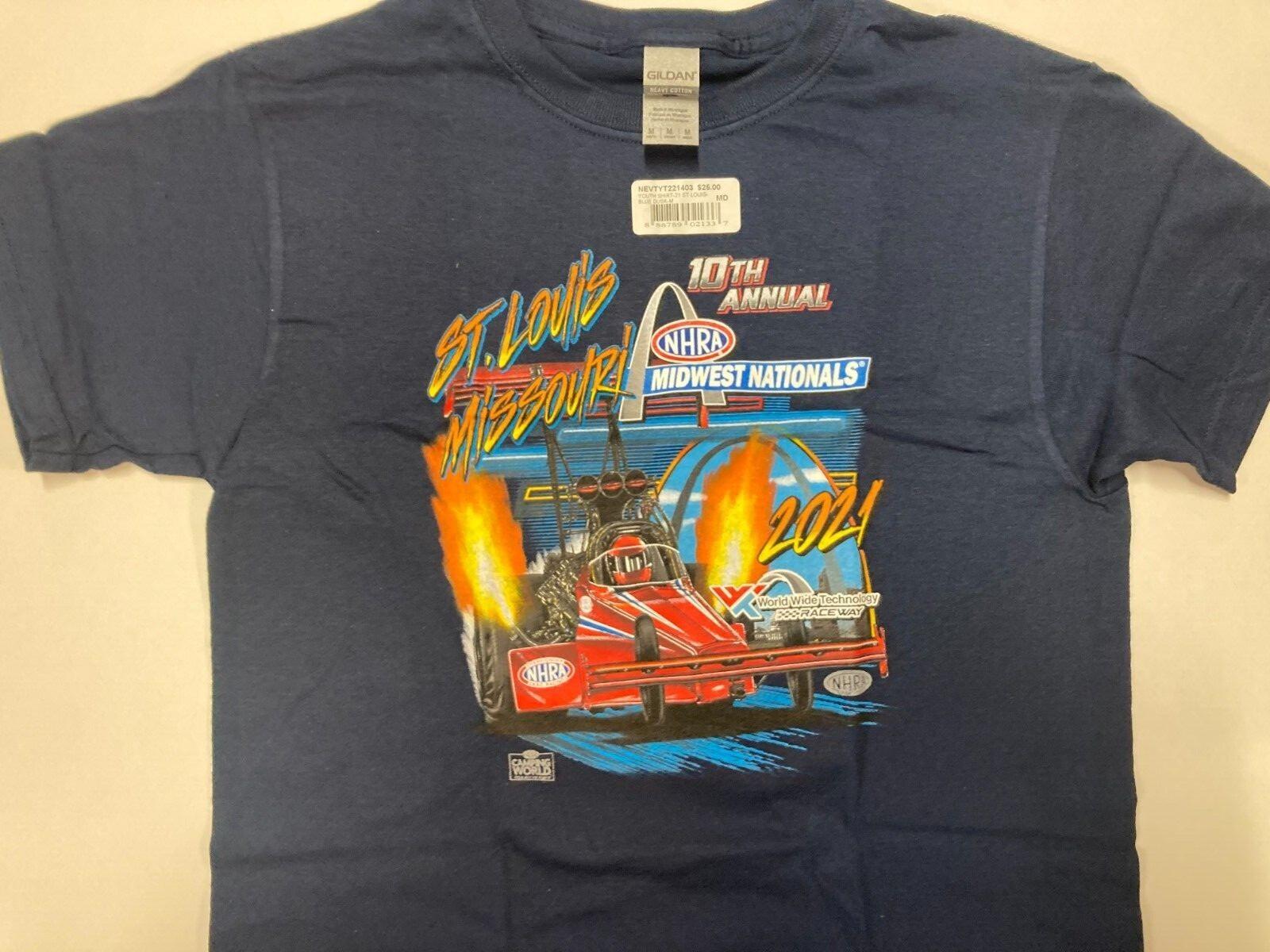 New NHRA 2021 Midwest Nats St. Louis (221) Kids Size T-shirt PLUS FREE HAT!! S
