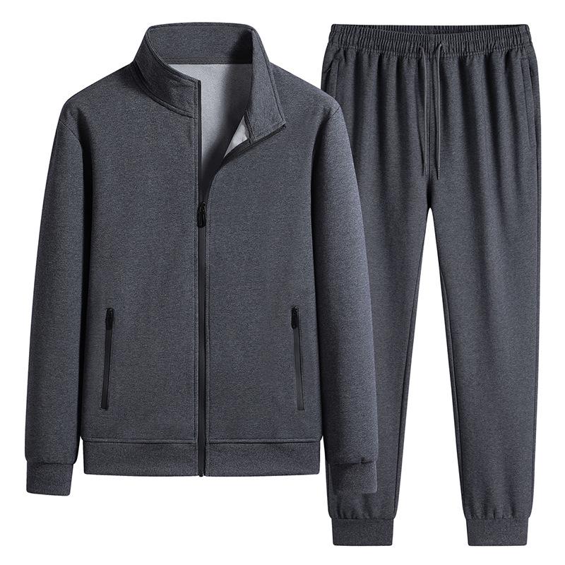Men's Cotton Stand-up Collar Tracksuit: Spring/Autumn Hoodie & Pants Set for Sports and Casual Wear