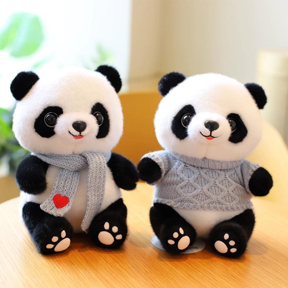 Cute sweater giant panda plush toy wholesale panda base Sichuan souvenir eight inch grab machine doll