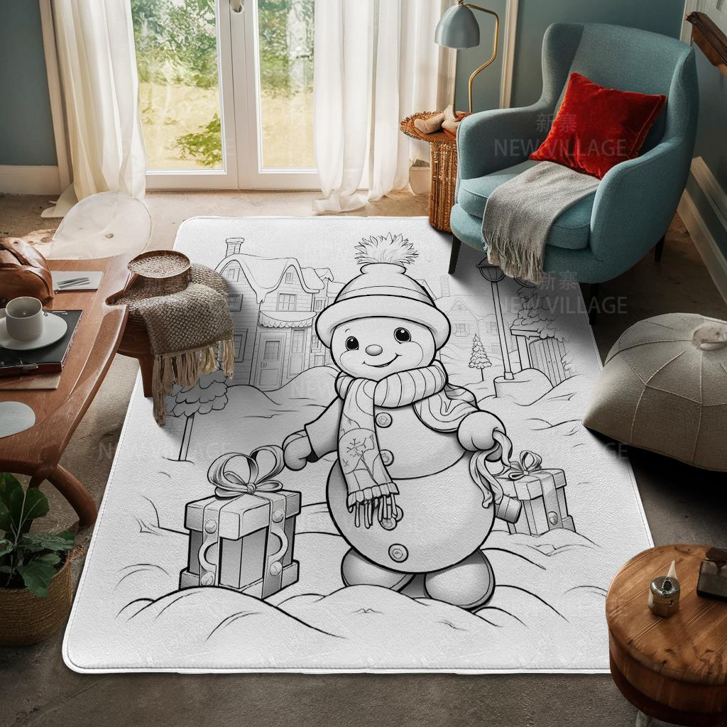 House Entrance Carpet Home Door Mat Living Room Bath Foot Bathroom Non-slip Water Absorption Rugs Bath Merry Christmas Winter