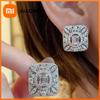 Huitan Gorgeous Geometric Stud Earrings Women Hollow Design Sparkling Bling Crystal CZ Wedding Party New Trendy Jewelry
