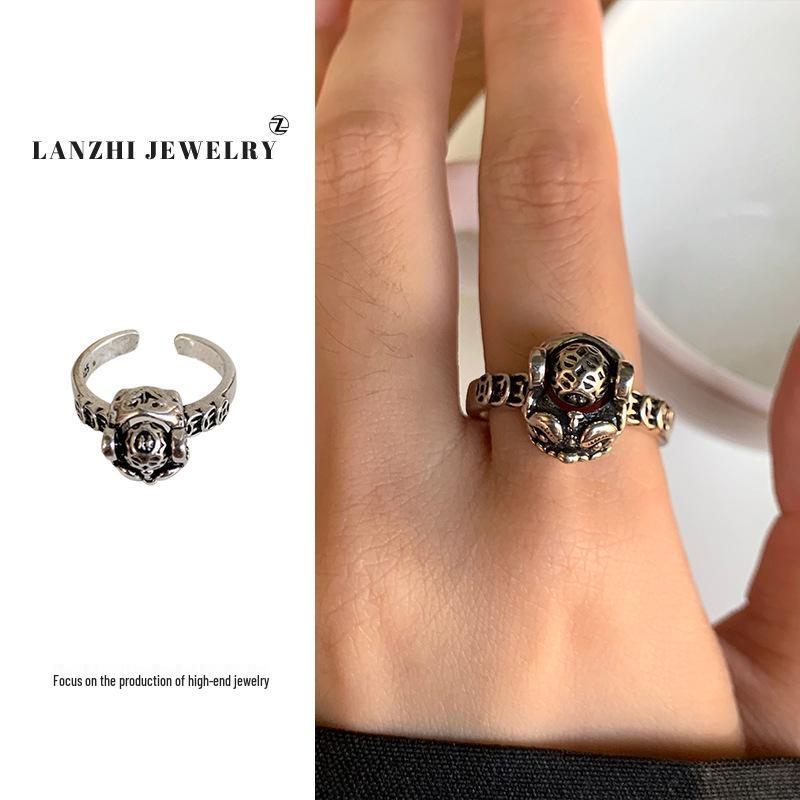 "Lanzhi 925 Sterling Silver Cat Ring – Light Luxury Open Index Finger Jewelry"