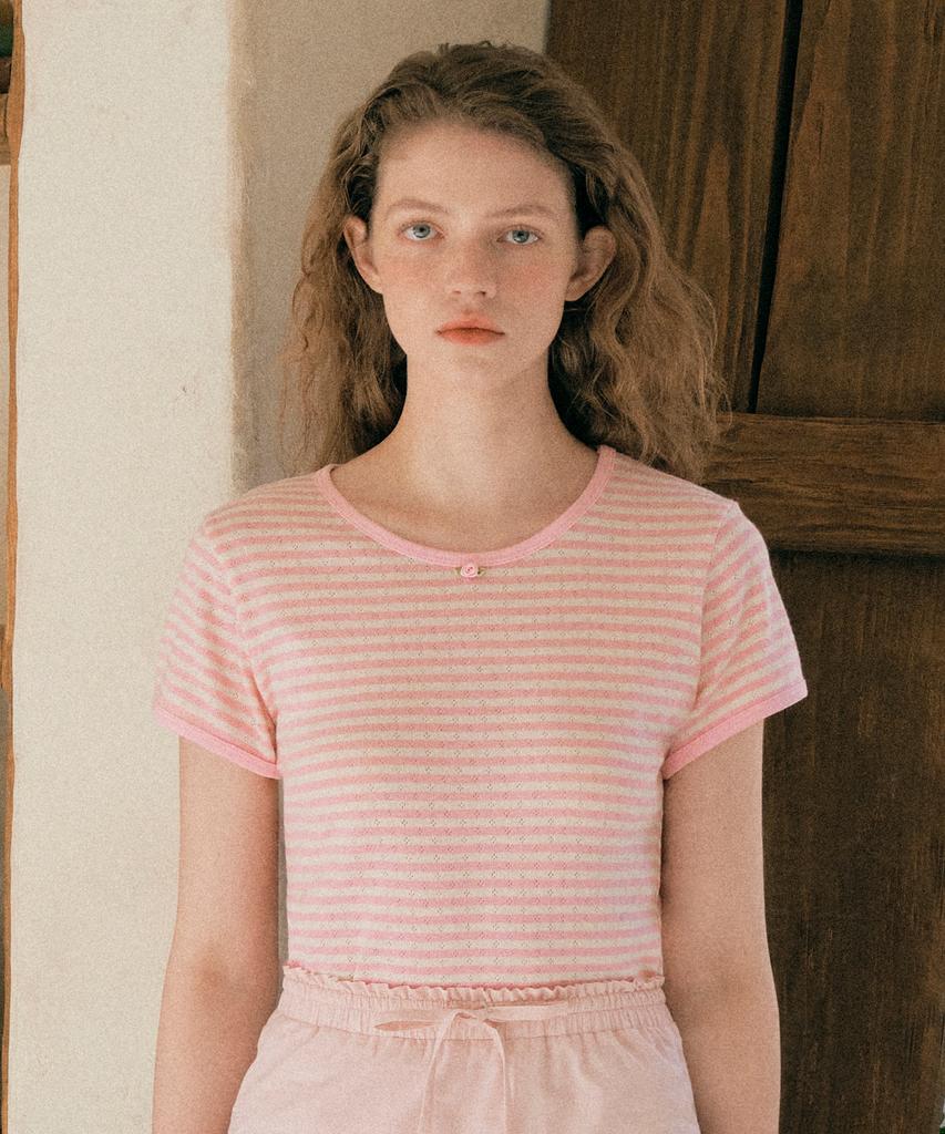 ROLAROLA Stripe Skashi T-Shirt Pink