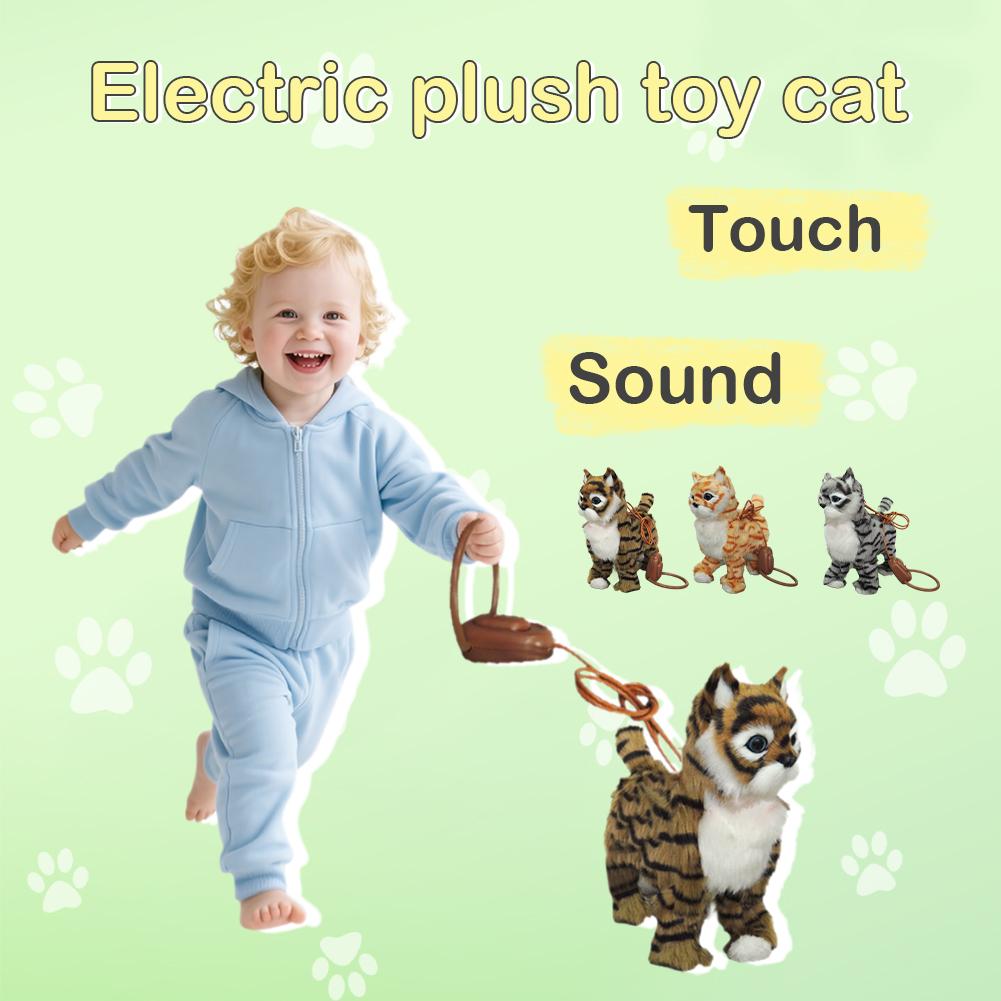 Robot Cat Electronic Plush Cat Singing Songs Dog Walk Electric Kitten Leash Control Music Cat Kids Children Animal Toy