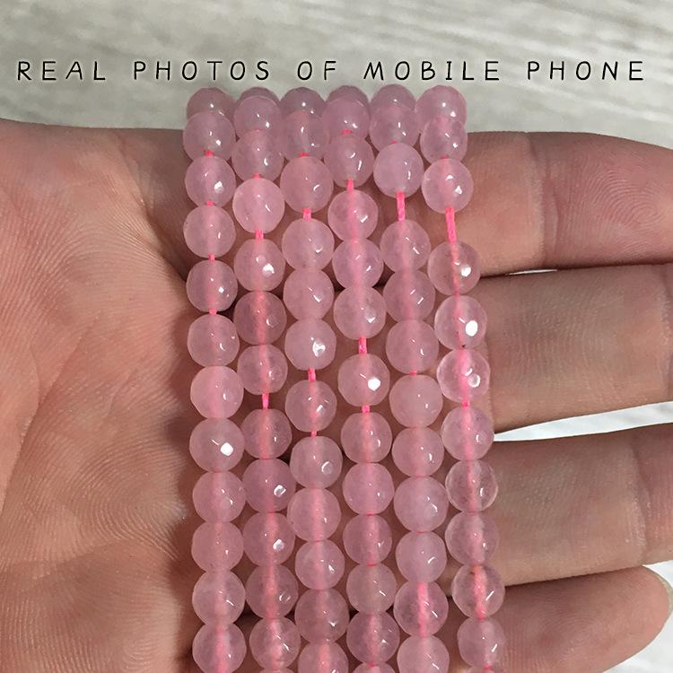 6mm Faceted Rose Quartz White Natural Stone Loose Beads for DIY Jewelry Accessories 6mm, approx. 62 beads/string, approx. 20g/string