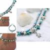 Vintage Blue Starfish Shell Anklet Beach Turtle Anklet Vacation Rice Bead Anklet