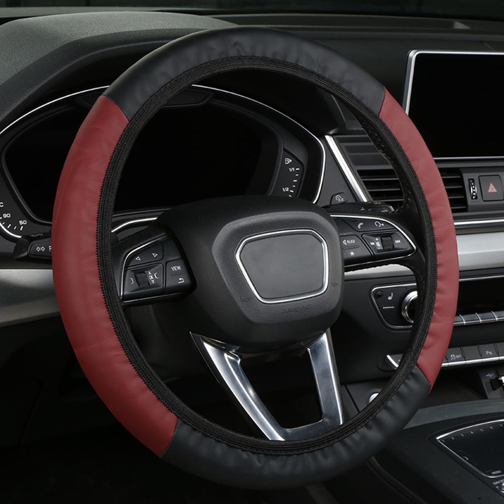 Car Steering Wheel Cover No Inner Ring Anti-Slip PU Leather Steering Wheel Cover - Sport Style Auto Interior Styling Accessory