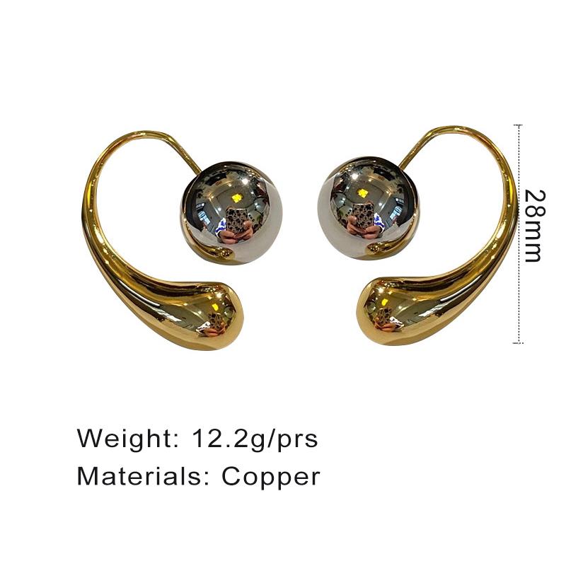Water Drop Round Ball Metal Earrings For Women Retro Luxury Fashion Party Ear Jewelry Girl's Gifts