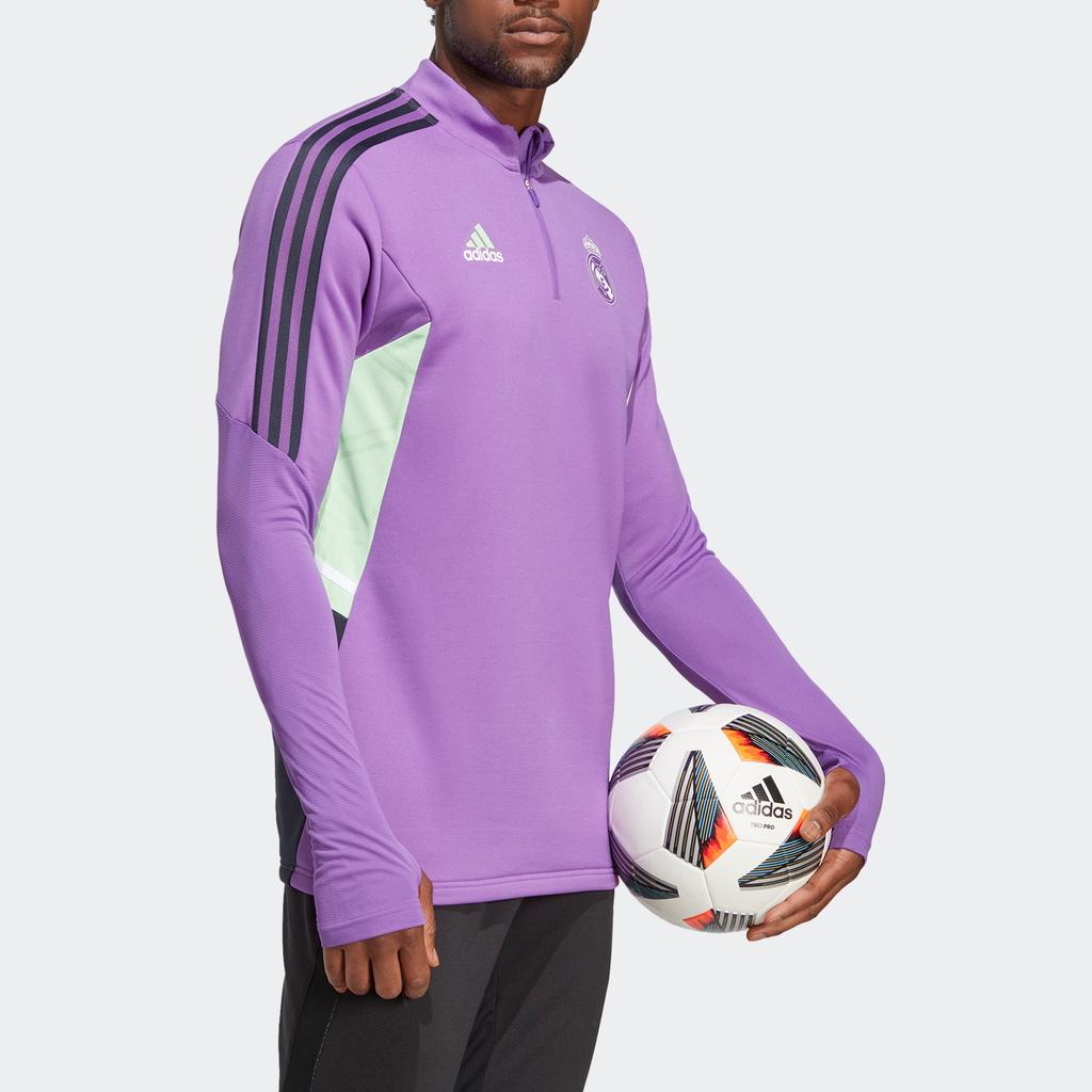 Adidas Real Madrid Condivo 22 Training Half-Zip Long Sleeve Top Men Tops Bright-Purple HT8803