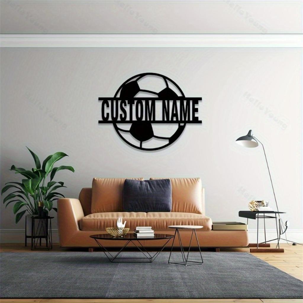 Metall Wandkunst Fußball Silhouette Personalisierbares Sportschild Haus Garten Eingang Küchen Dekoration