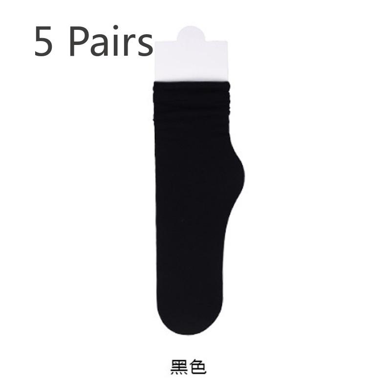 5 Paires Chaussettes Chaussettes Mi-mollet Fines d'Été pour Femmes Chaussettes Bouclettes Chaussettes