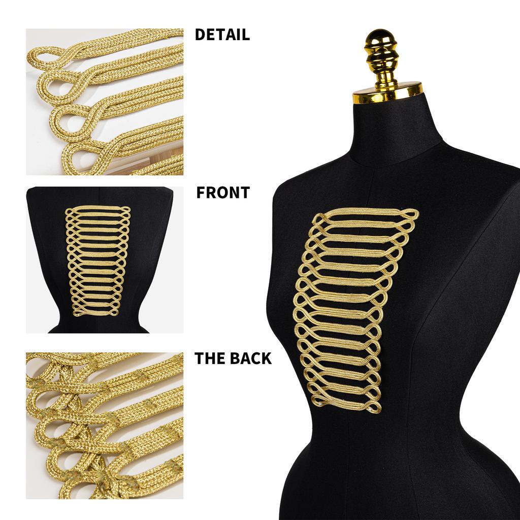 1pcs Chinese Knot Buttons, Gold Wire, Trapezoidal Buttons, Military Uniforms, Dresses, Dance Clothes, Decorative Buckles