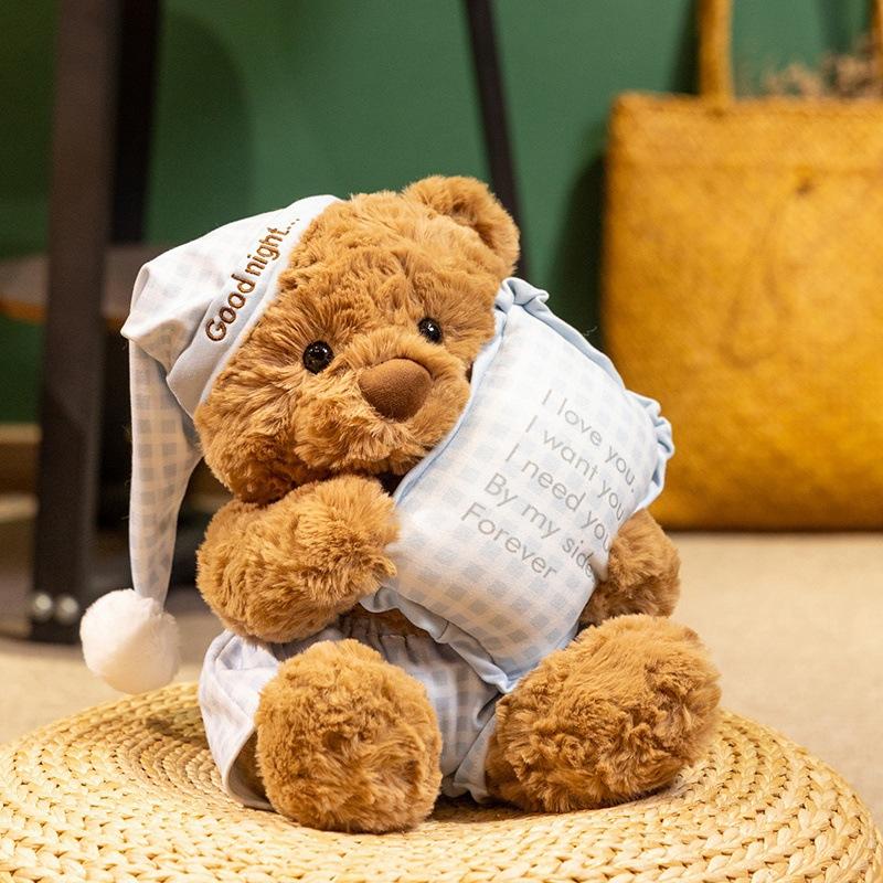 

Seth Dudu Pajamas Bear Doll Teddy Bear Plush Toy Sleeping Pillow Soothing Accompaniment Gift 30cm（300g）
