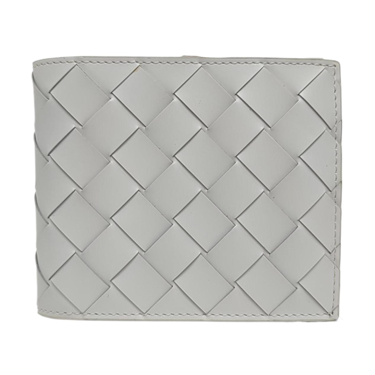 [Pre-Owned] Solid Color Short Folded Woven Design Calfskin Wallet - Very Good #THA4DX ONE SIZE