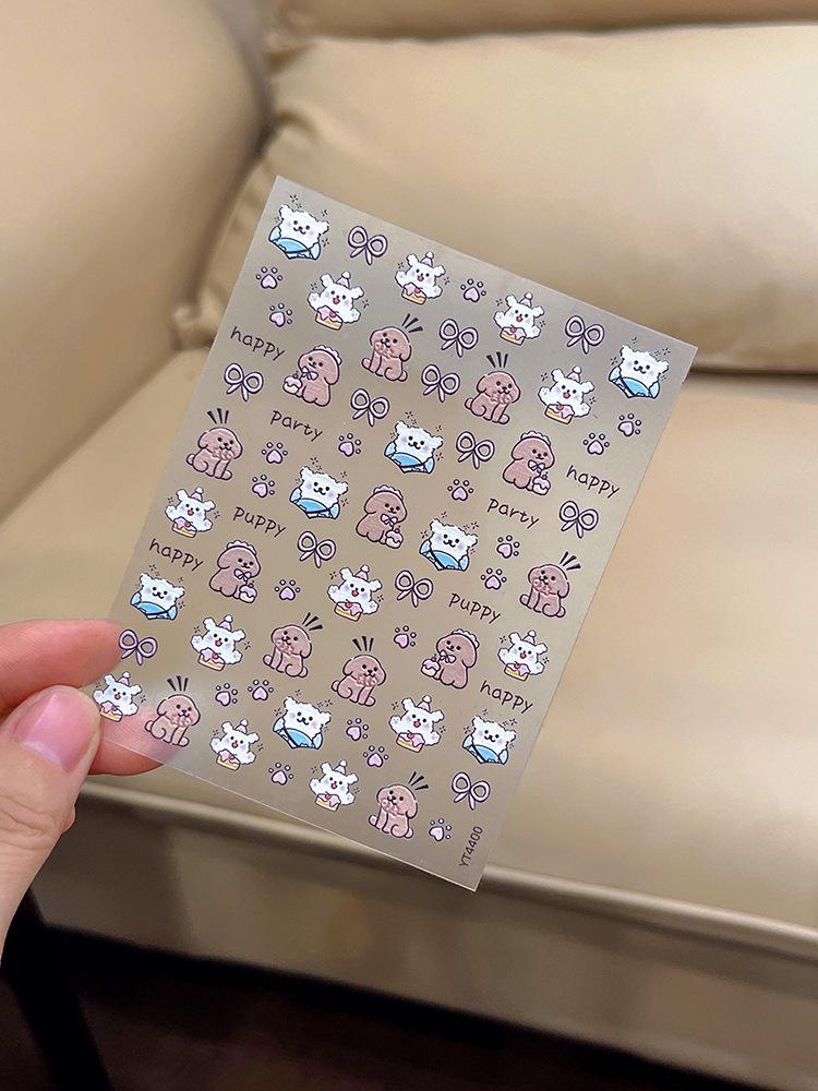 YITU Cartoon Dog Nail Stickers - Bow, Heart, Paw, Self-Adhesive Decor (YT4400)