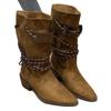 Retro Thick Heel Brown Suede Medium Tube Stacking Boots Women's 2025 New Temperament Thin Single Boots Thick-soled Western Boots