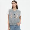 2025 Short Vest Sweaters Autumn Women Flowers Print O-Neck Sweaters Knitting White Sweater