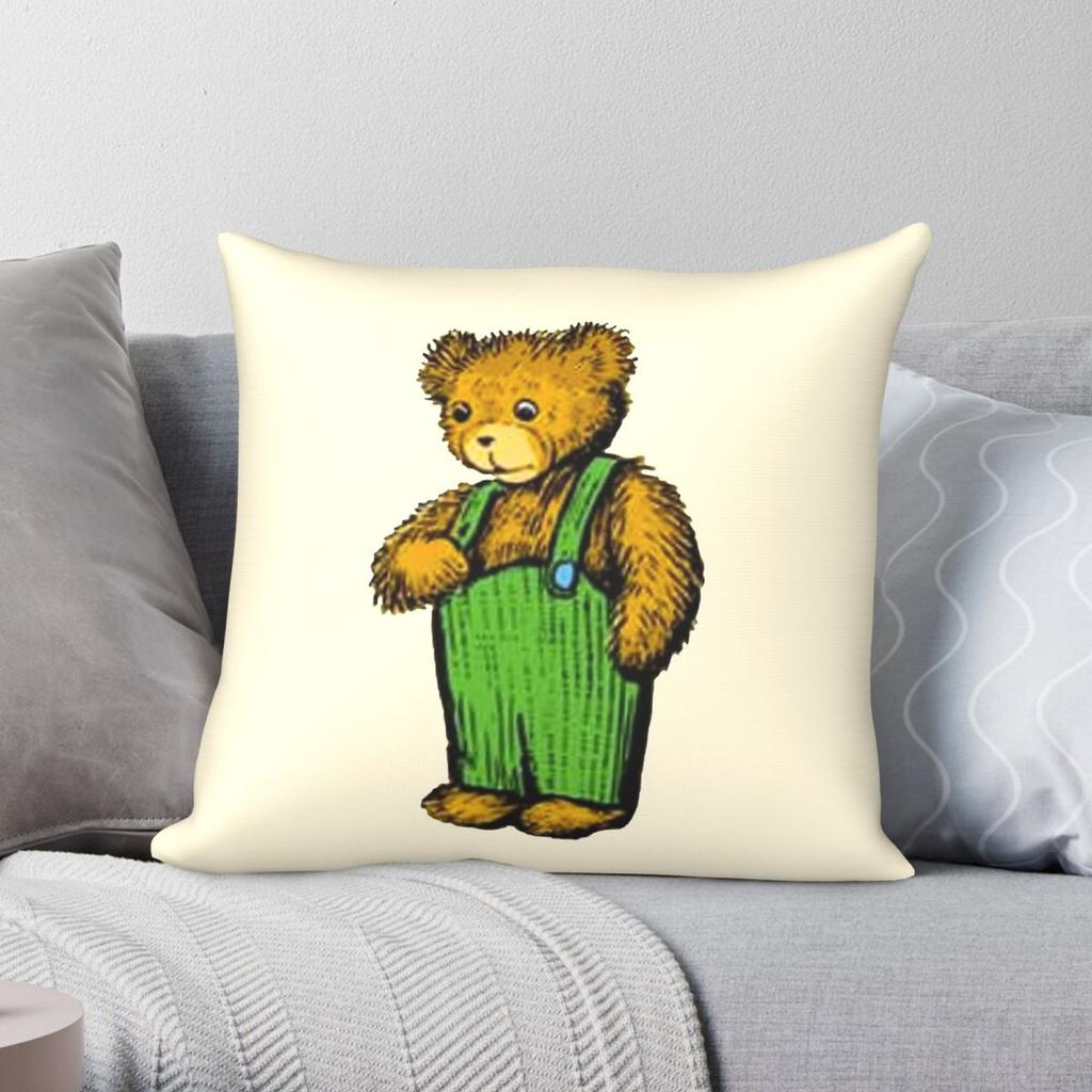 Corduroy Bear Square Pillowcase Polyester Linen Velvet Printed Zip Decorative Pillow Case Home Cushion Cover