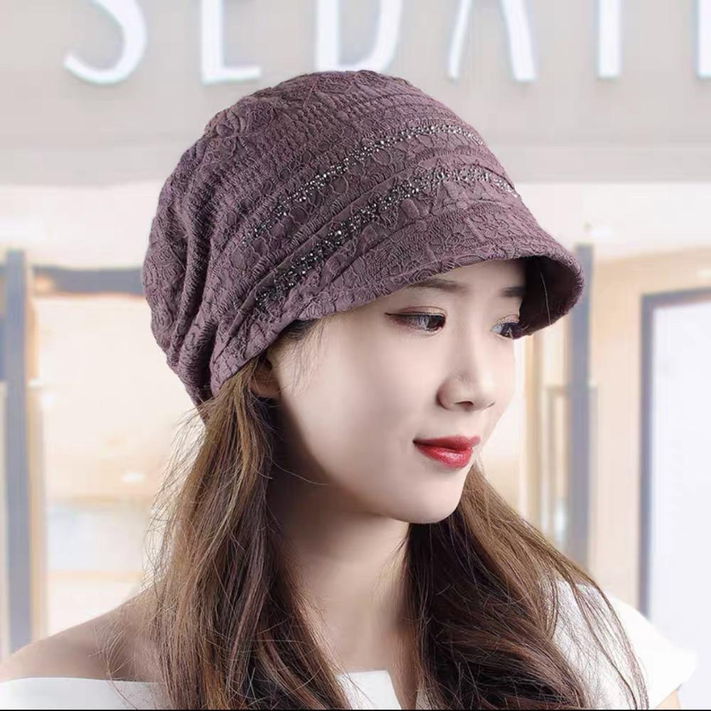 Embroidery Women Baseball Cap Breathable Turban Beanies Hat Flower Beanie Cap  Autumn Summer