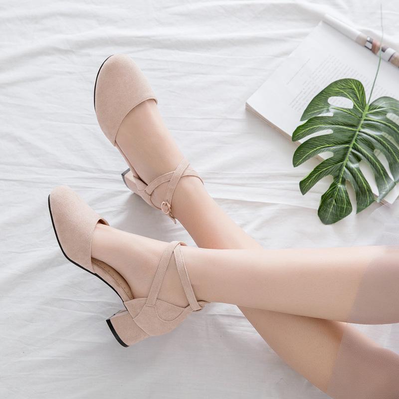 2026 Women's Chunky Heel Sandals, Pointed Toe, Breathable, Low-Cut, Hollow Out, Small Leather, Plus Size, Outdoor Shoes