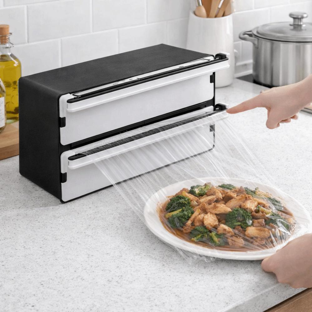 Refillable Cling Film Cutter Plastic Aluminum Foil Cutting Machine Stretch Film Cutter  for Kitchen