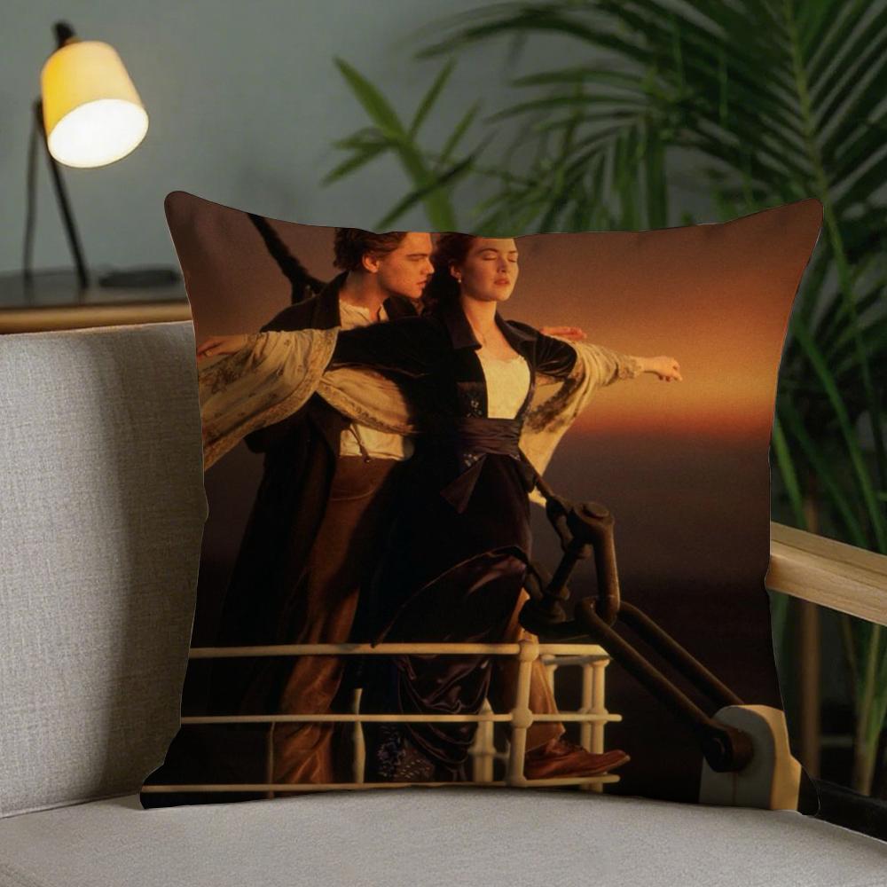 Movie T-TITANIC Classics Love Hot Pillow Case Square Pillowcase Double-Sided Printing Short Plush Sofa Cushion Bedroom Bedside