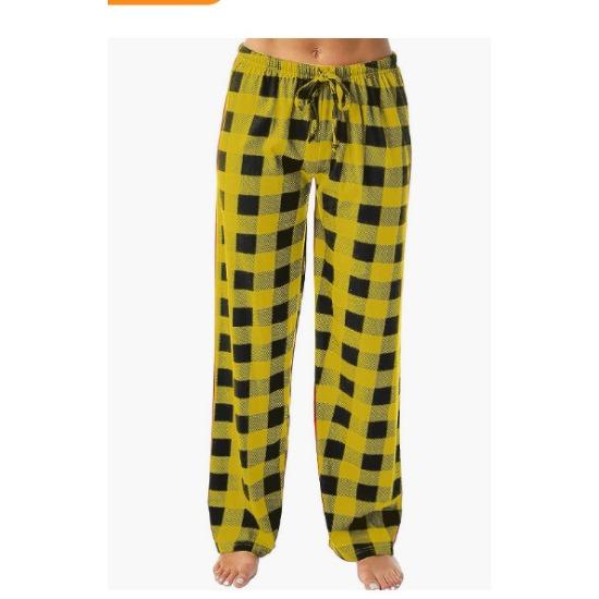 GMXIA Ladies Spring and Autumn Rope Plaid Printed Pants Long Casual Pants Home Pants