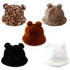 Bucket Hat Trendy Lightweight Outdoor Cute Pompom Bear Ears Winter Fuzzy Warm Thick Plush Cloche Fisherman Cap Headwear