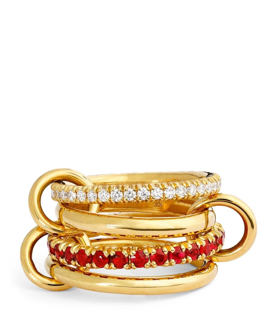 Luxury Gold Plated Cubic Zirconia Multilayer Rings Set for Women Mixed Color Stackable Finger Jewelry