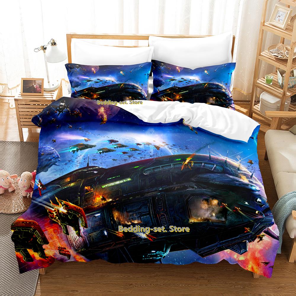 Comforter Cool Sci Fi Battle Bedding Set Single Twin Full Queen King Size Bed Set Adult Kid Bedroom Three-Piece Suits Aircraft Tank C
