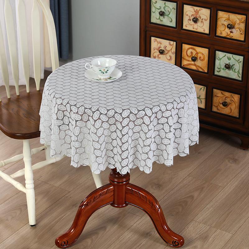 Hollow Out Retro French Circular Cover Cloth White Wedding Decor Lace Table Cloth Rectangle Tablecloth for Birthday Banquet Coffee Table Cover