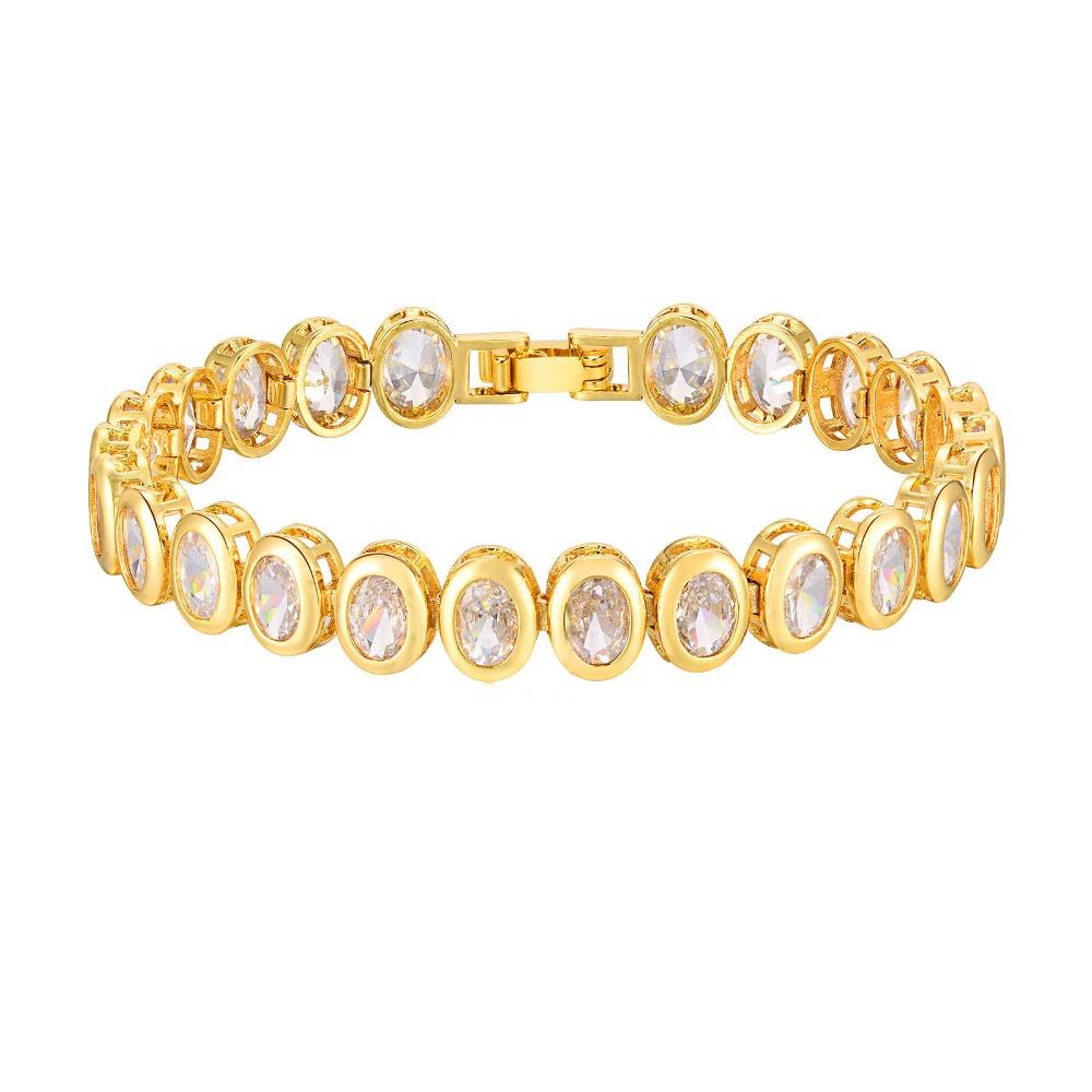 Jewelry Block Chain Bracelets Waterproof Cubic Zirconia Bangle  Jewelry Accessories