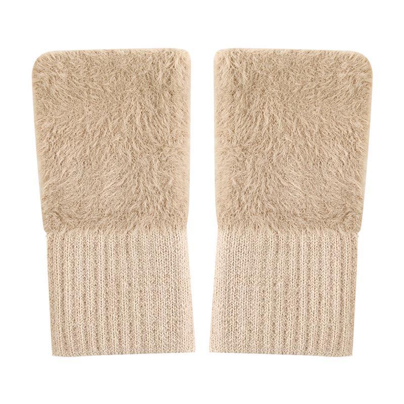 Plush Fingerless Knit Gloves – Warm, Versatile Winter Wear for Students and Office Use