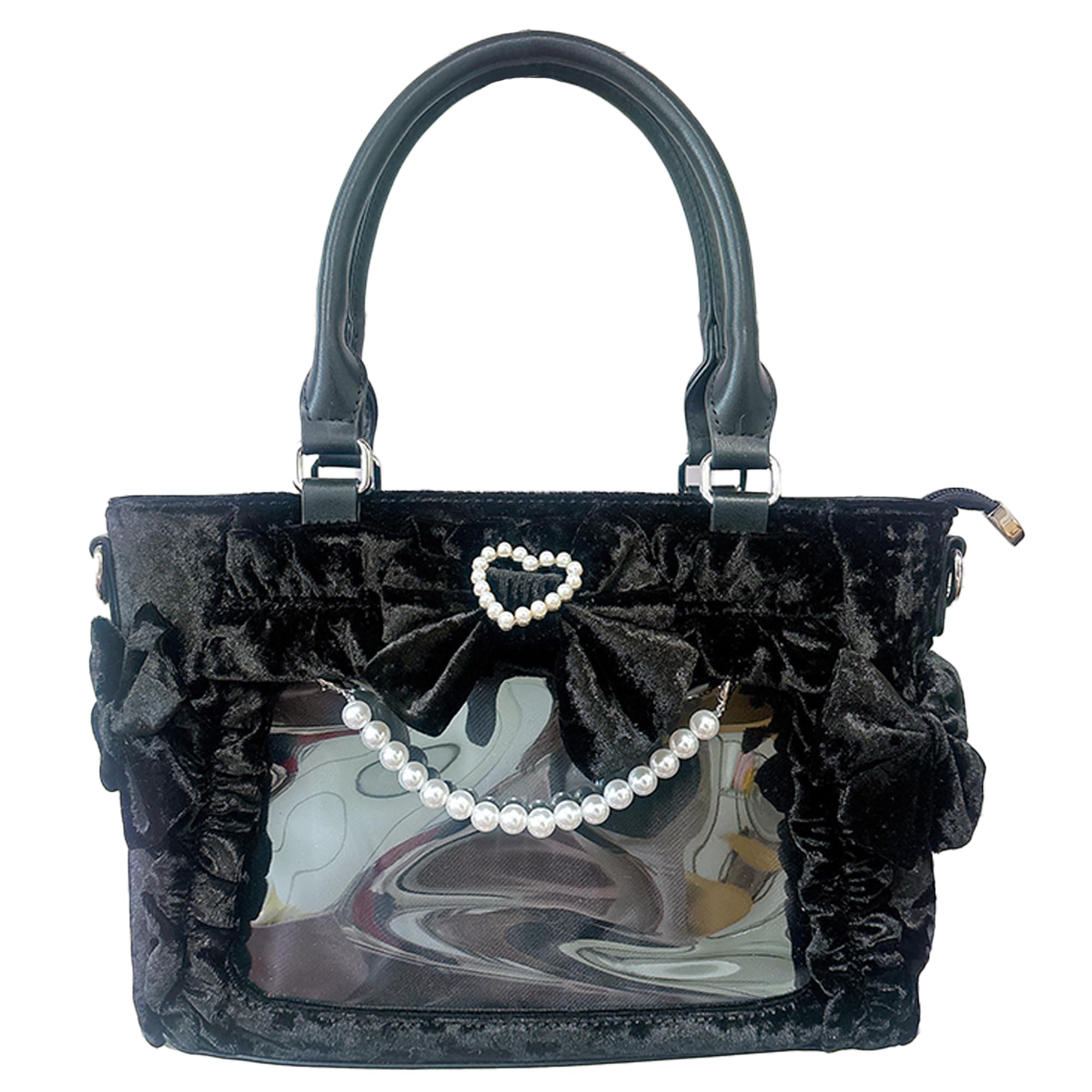

Pearl Ribbon Velvet Ita Bag Black [G-Trigger] [Best Wish] [Used] чёрный