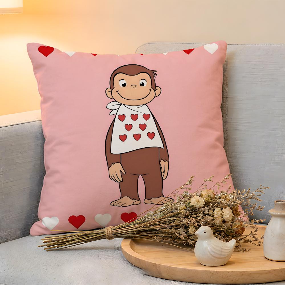 Cushion Cover Linen SkinFriendly Soft Decorative Case for Sofa Home Decor MONKEY CARTOON CCurious GeorgeS Pillow cover