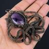 Amethyst Octopus Shape Gemstone Pure Copper Wire Wrapped Handmade Pendant Jewelry
