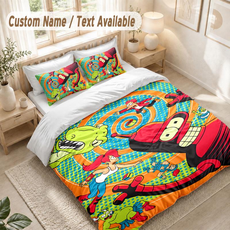 Futurama Bedding Set, 1 Duvet Cover & 2 Pillowcases Soft Comfortable Bedroom Home Textile Decor