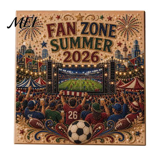 Faux Pearl Art Kit Football Stadium Painting Kit, DIY Soccer Ball Therapeutic Craft Nights 3D for Beginners Fans Gift Relaxing Activity B