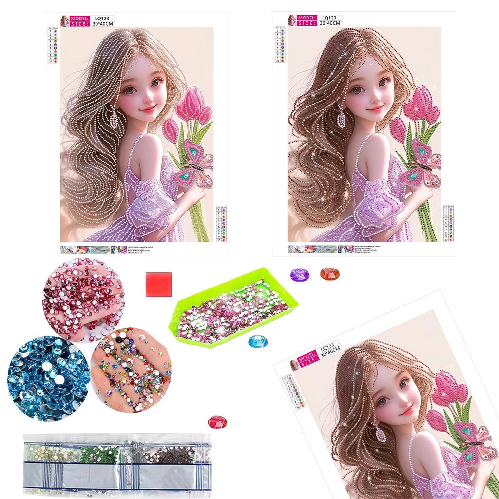 New Diamond Painting Cartoon Girl Puzzle Diy Point Diamond Sticker, Frameless Decorative Hanging Painting In The Living Room And Study
