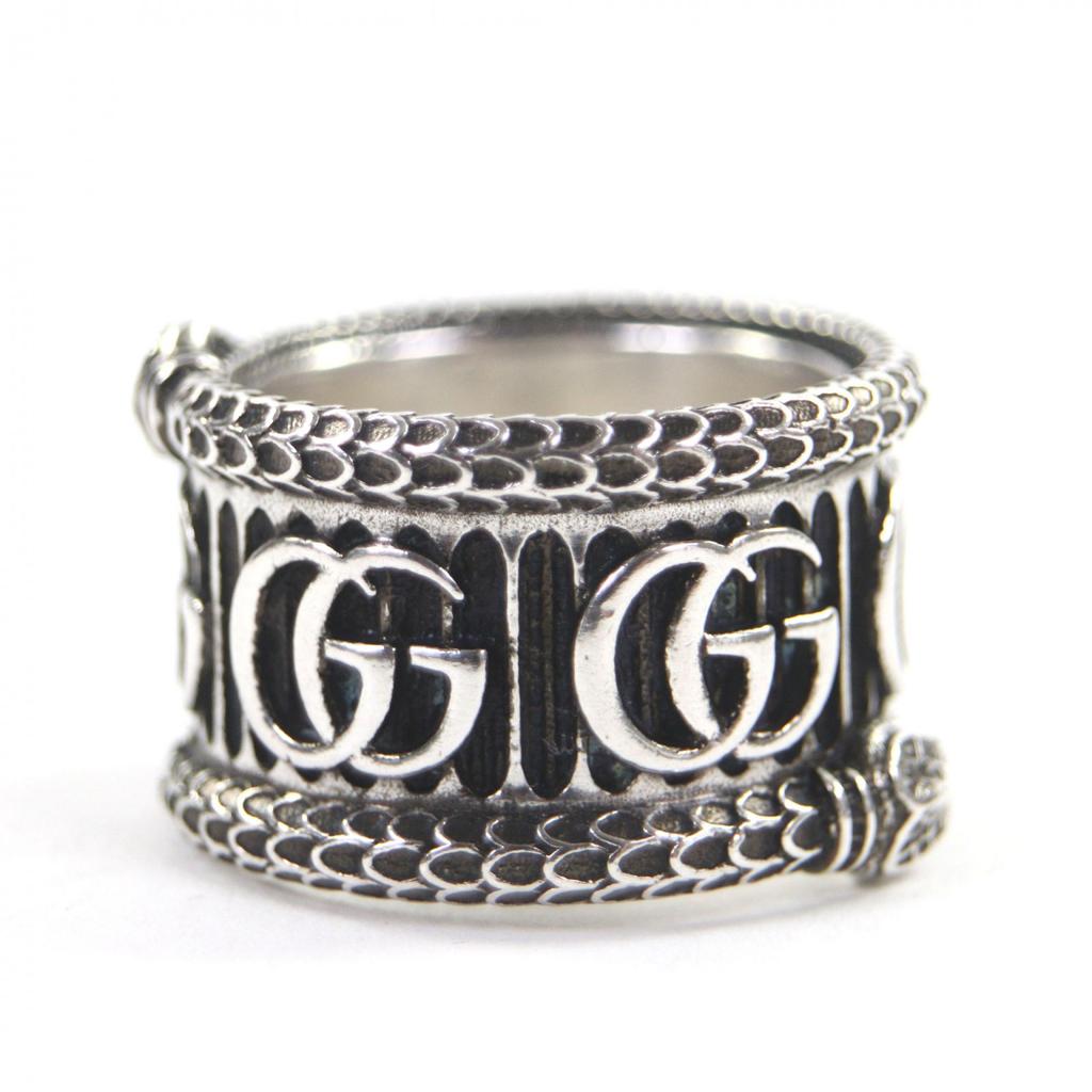 Great GUCCI Ring Snake Double G Silver AG925 mens 14 Used
