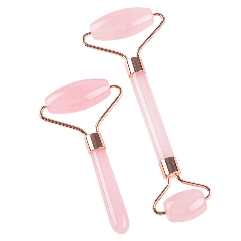 Rose Quartz Heart-Shaped Double-Headed Facial & Body Roller and Gua Sha Massage Set