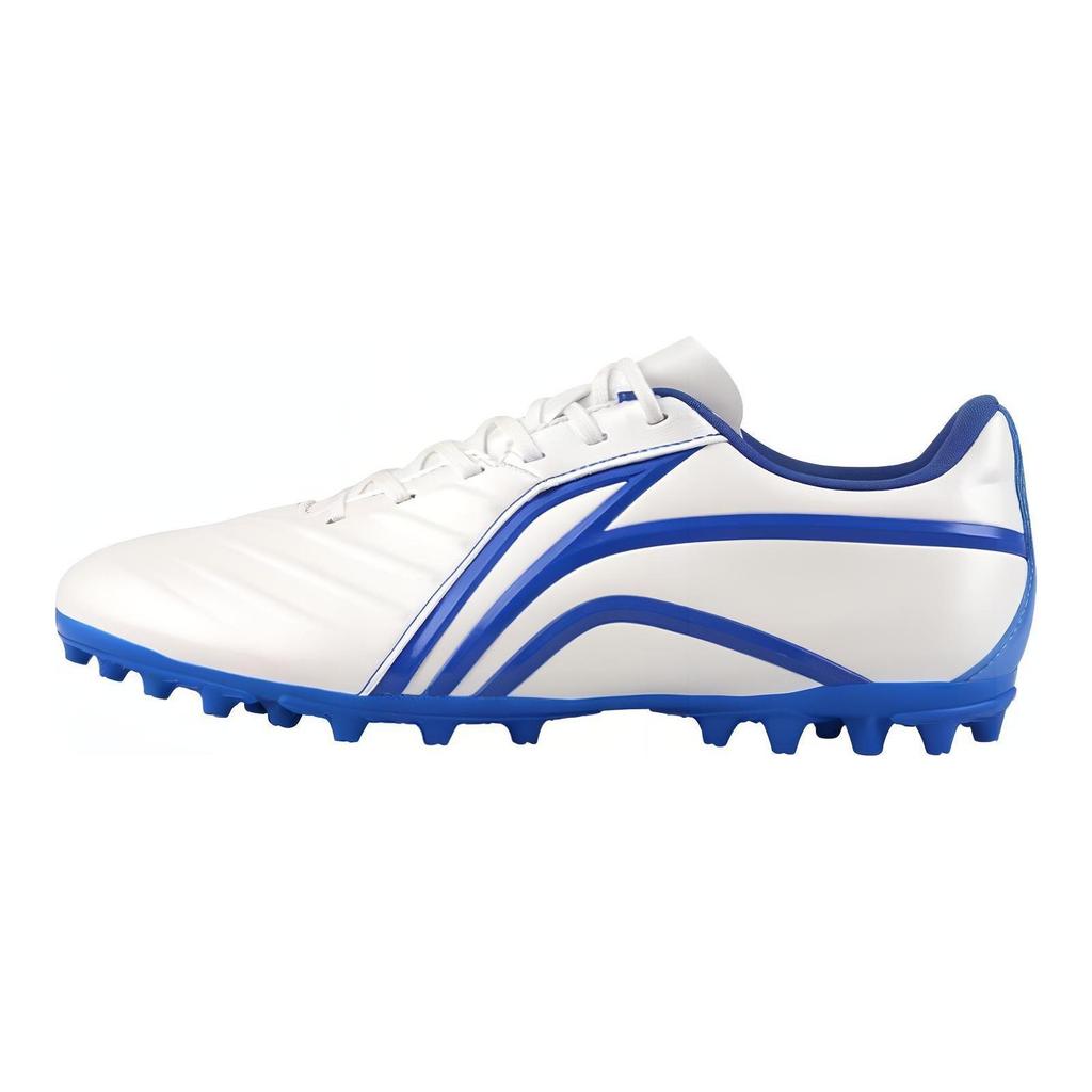 LiNing MG Rubber Short Studs Artificial Ground Cushioning Anti-Slip And Wear-Resistant Soccer Shoes Men's White Blue ASFT015-2