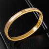 Rose Gold Three Diamond Titanium Stainless Steel Women's Bracelet - Fashionable and Versatile European American Style.